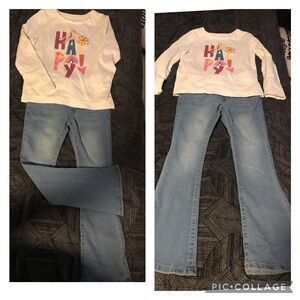 White Graphic Tee and Light Blue Jeans Set